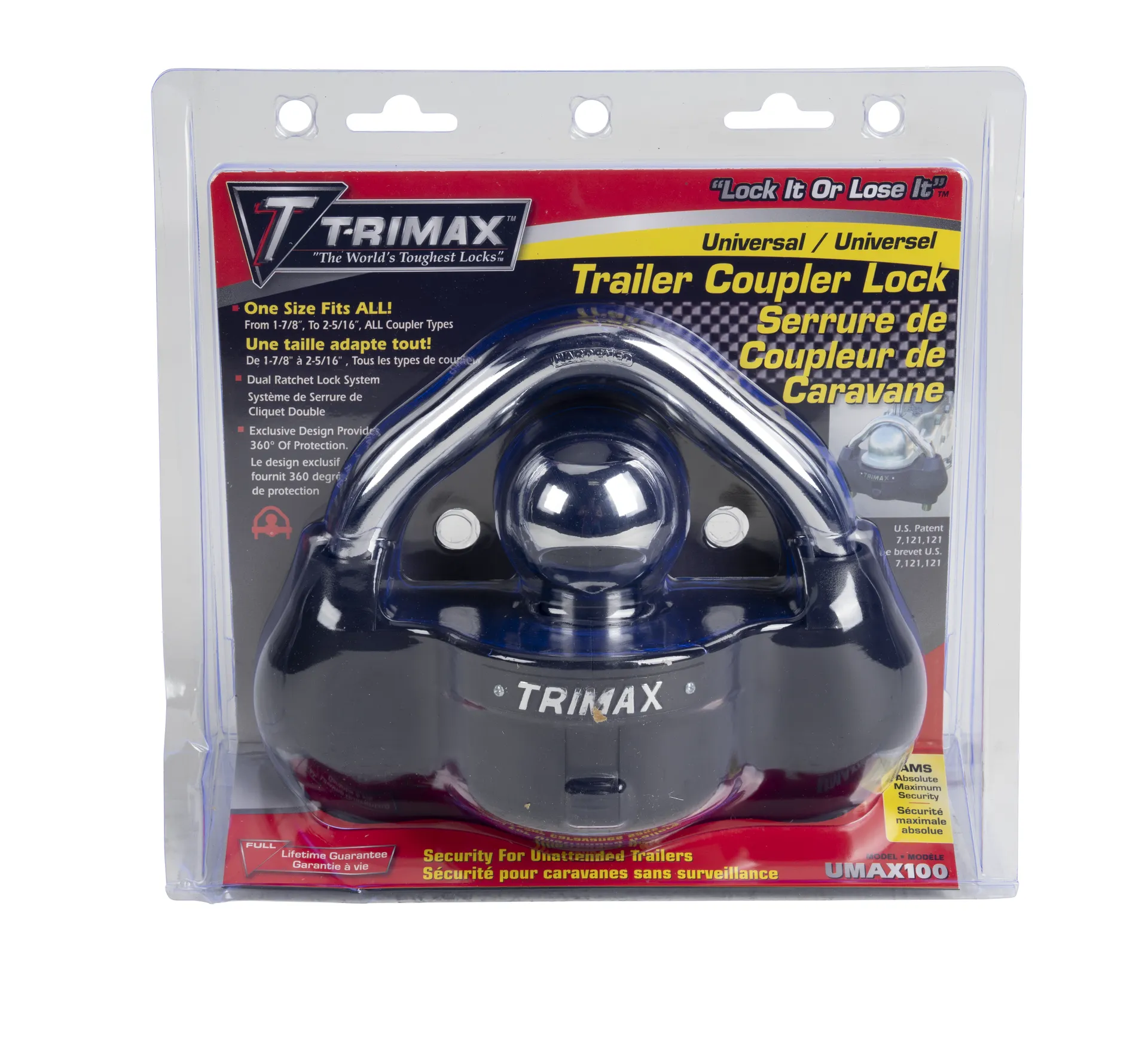 UNIVERSAL COUPLER & WHEEL LOCK9/16IN STEEL SHACKLEBLACK