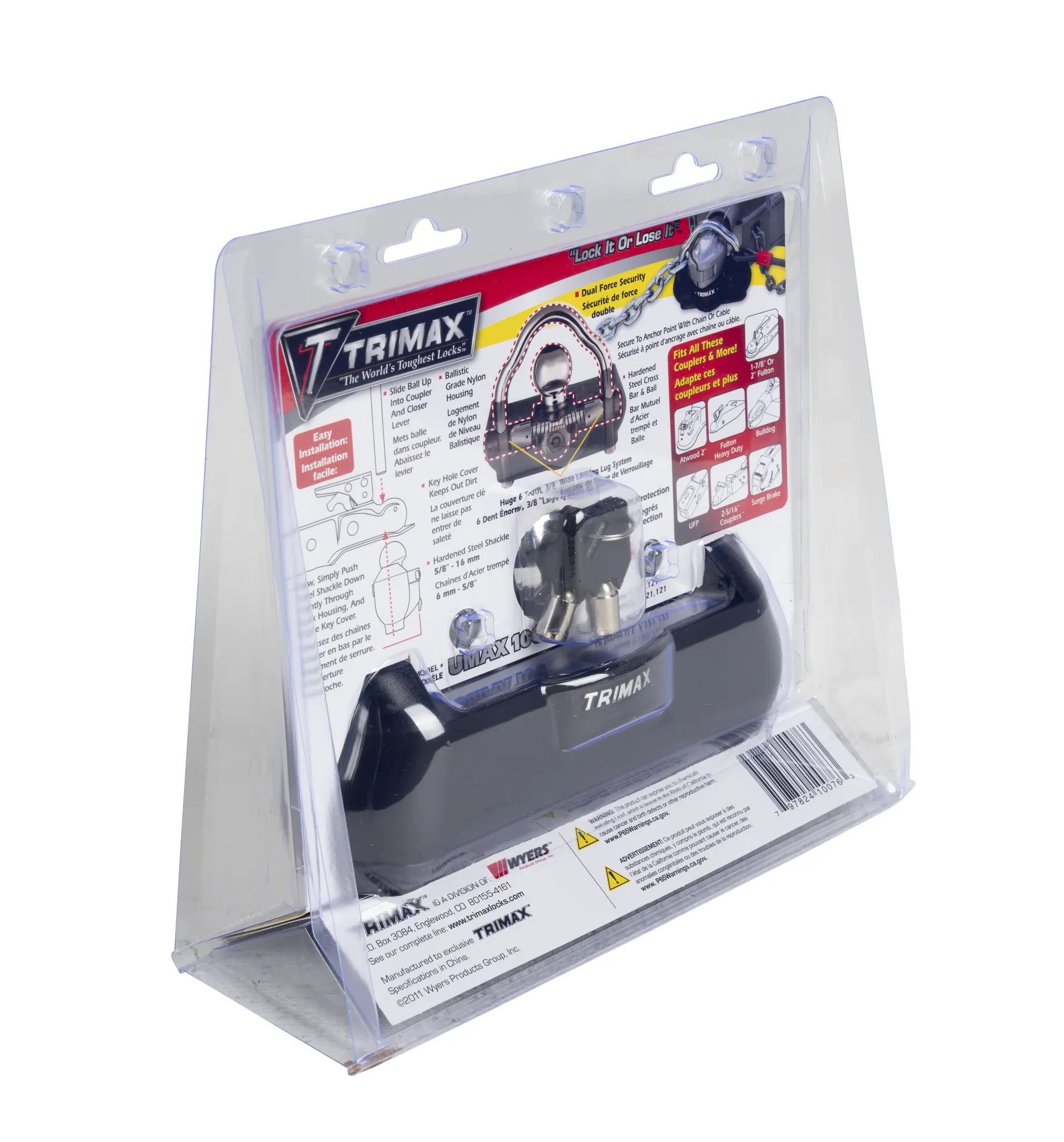 UNIVERSAL COUPLER & WHEEL LOCK9/16IN STEEL SHACKLEBLACK