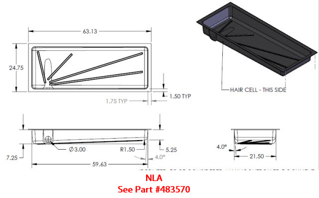 Tank - Holding - 24" x 63" x 7" - Left Side Drain