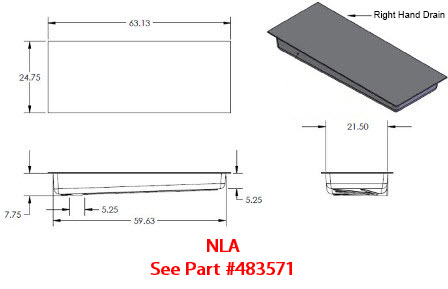 Tank - Holding - 24" x 63" x 8" - Right Side Drain
