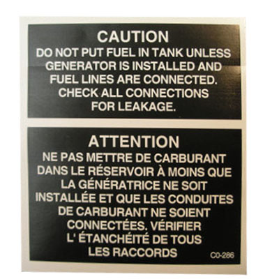 Label - Fuel Warning Sticker