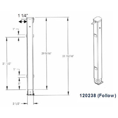 Standard Follow Leg 29.5 w/Pin-Inside