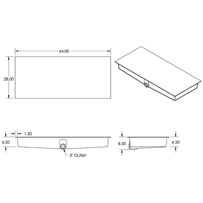 Tank - Holding - 28" x 64" x 8.5" - Black