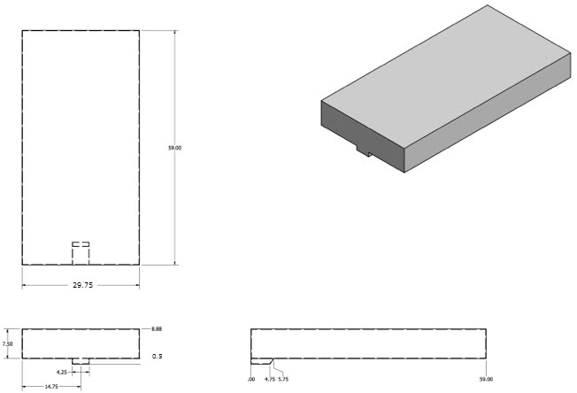 Tank - Fresh Water - 29 1/2" x 59" x 7 1/2" - w/ 1/2" Drain - White