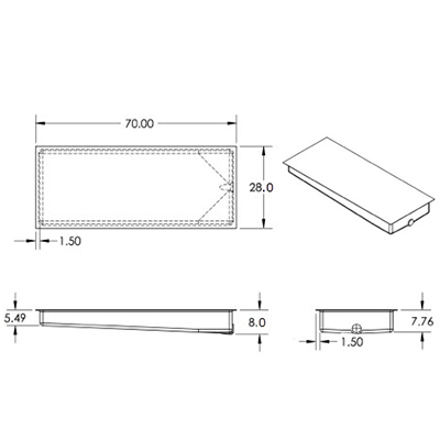 Tank - Holding - 28 1/2" x 70" x 8 1/2" - End Drain