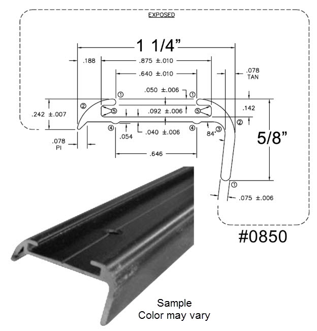 Trim - Insert - Corner Molding - 10' - w/ 3/8" Leg - Black