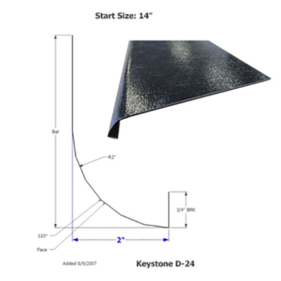 Skirt - Metal - 030 - 14" x 120" - 2" Rad - D-24 - Black - SE