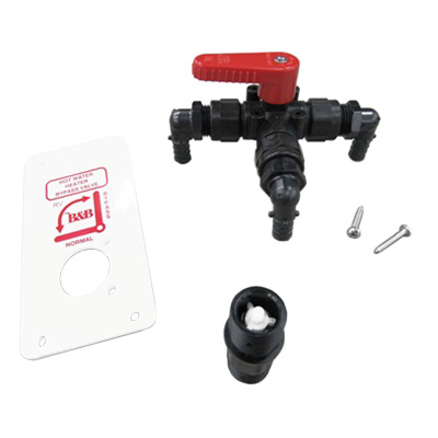 Valve - Plastic - Bypass - w/Pex Elbow & Plate - Red Handle - Convenience Center