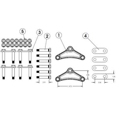 Axle - A/P Kit - Tandem - 33" Axle Spacing - EQ-104