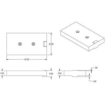 Tank - Fresh Water - 31" x 57" x 7" - Roto Molded - Poly - Natural