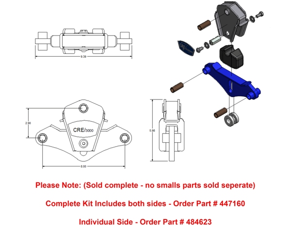Axle - Mor/Ryde - CRE/3000 - Tandem Axle Suspension - 35" Wheel Base - Blue