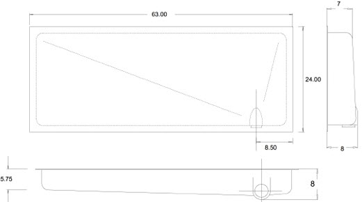 Tank - Holding - 24" x 63" x 8" - Right Side Drain - CS Only