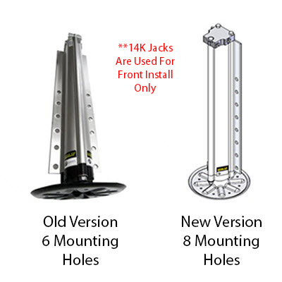 Jack - Leg Cylinder - LH - 2 1/2" - 14K - w/9" Foot Pad - Silver - Level Up System - 6 Mounting Holes - Clear - After 6/20