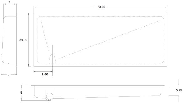 Tank - Holding - 24" x 63" x 8" - Left Side Drain - CS Only