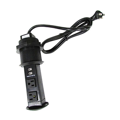 Recept - 120/12V - Duplex - Pop-Up - 2.1A - w/USB - NLC - TV2802-PU