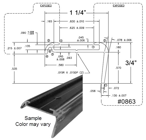 Trim - 10' - Corner Insert - 3/4" Leg - Black