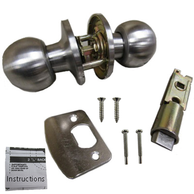 HARDWARE, INTERIOR DOOR, PASSAGE KNOB SET, STAINLE