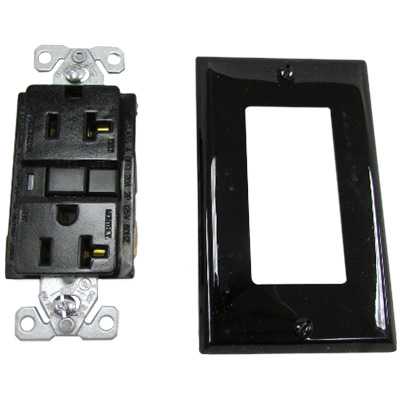 Recept - GFI - Self Test - 20A - 120V - Black - w/LT - Cooper #SGF20BK