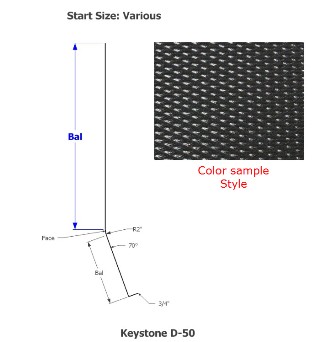 Skirt - Metal - 030 - 19 1/2" x 156" - 2" RAD - D-50 - Black - TP - DE