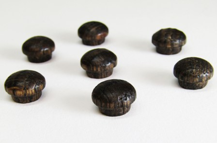 Button - Wood - 3/8" Mushroom - Brown Maple - Vintage Maple