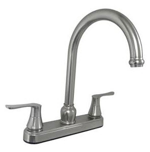 Faucet - Kitchen - 8" - Teapot Handle - Gooseneck - Saber Handle - Brushed Nickel