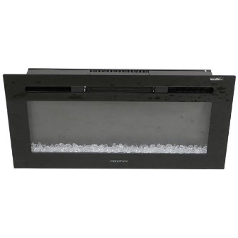 Fireplace - 31" - Electric - Wall Mount - 4 Color Crystal Log & LED Bars - Greystone - Black Glass Face - W31BCFW/F31-18A/F3025