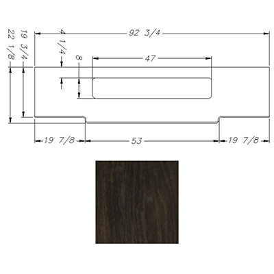 Countertop - Entertainment Top - 22 1/8" x 92 3/4" - w/8" Cutout - Hardwood - Cherry - Minster Rub