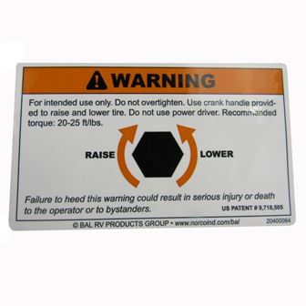 Carrier - Warning Label - In-Frame Spare Tire Carrier