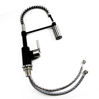 Faucet - Kitchen - Pullout - Spring Style - NKL/Black - Low-Lead - K8117D-1S-NKBLK