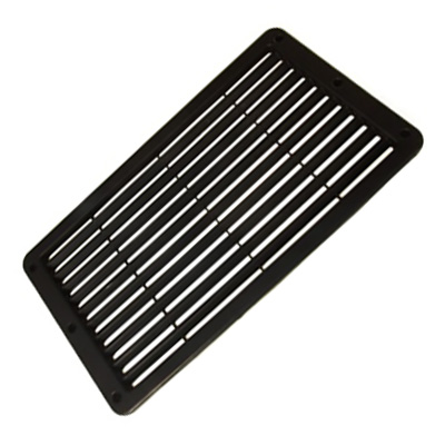GRILL,FURNACE 12.50X23.50X.63 BLACK PLASTIC 75 SQARE INCH OPEN AIR