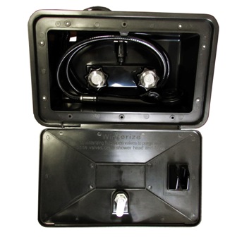 Shower - Outside Shower Box - w/4227 Faucet - w/5514 Head and Hose - Black - 1308B