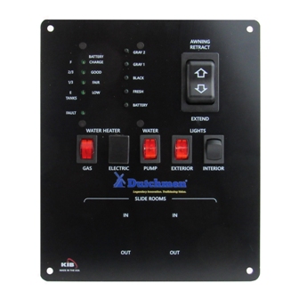 Monitor Panel - Convenience Center - 4 Tank - 4 Switches Loaded - 3 Slide Backrouted - 1 Awning Loaded - DPDT Switch - Printed