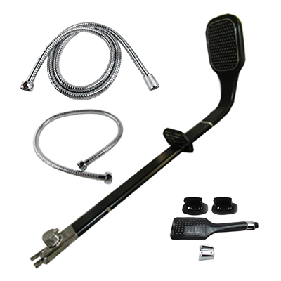 Shower - Hand - w/Fixed Rain Head - Diverter - Soap Dish - SS Hose Black - ST - 7Z50B