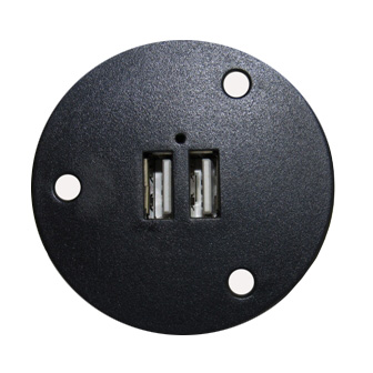 Plate - Charging Station - Dual - w/12V USB Port - Round - Black