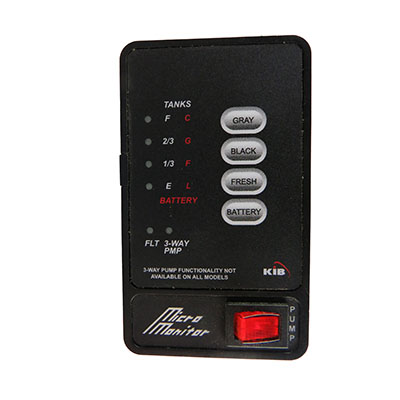 Monitor Panel - 3 Tank w/ Lighted Switch - Wall Mount - Black - No Pigtail