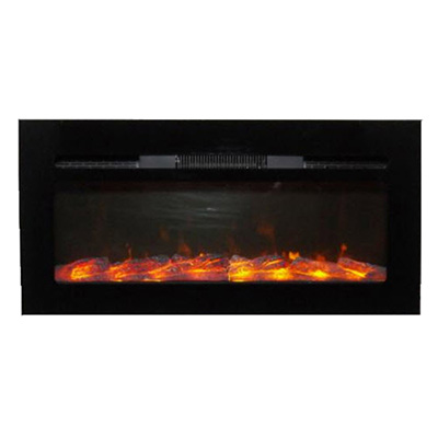 Fireplace - 48" - Electric - Flush Mount - Touch Screen - w/Remote Control - 3 Color LED - w/Crystals - Black