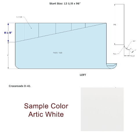Skirt - Metal - 030 - 13 1/8" x 96" - 2" Rad - D-40 - Artic White - TP - DE - Left