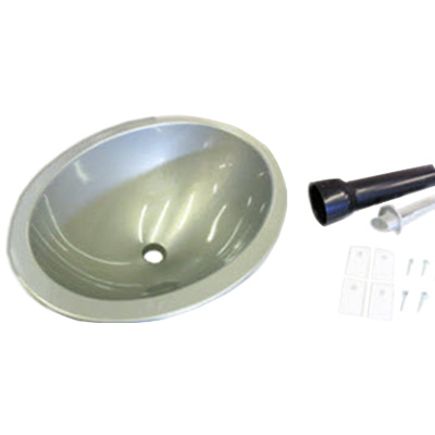 Sink - Lavatory - 10" x 13" - Oval Sink - w/Tailpiece/Stopper/Clips - B-2 Grey - ABS