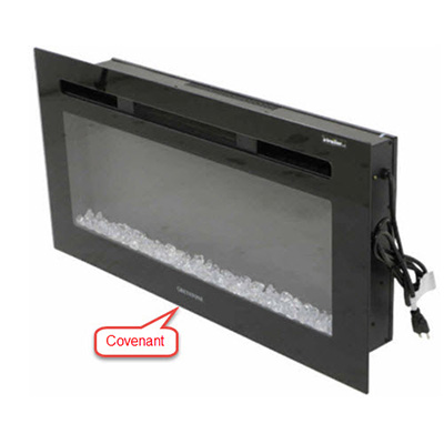 Fireplace - 40" - Electric - Flush Mount - w/Remote Control - LED - w/Crystals - Crystal Touch Screen