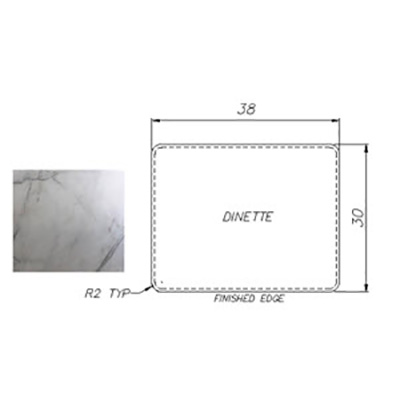 Countertop - Dinette Top - 30" x 38" - Pressed - C2 - WW05 - No Buildup - Painted White - P4-0004 - Arabesque Crystal