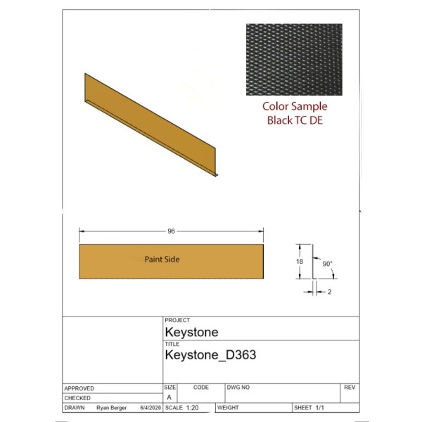 Skirt - Metal - 030 - 20" x 96" - D-363 - Black - TC - DE