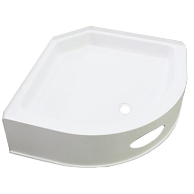 Shower - Pan - Radius - 34" - White - 9 1/2" Skirt - w/Forward Drain Hole Location & Access Hole