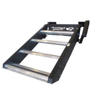 Step - Quad - 30" - Fold Up - w/Strut - Raw Treads - Black Keystone Kick Plate - Gen 2