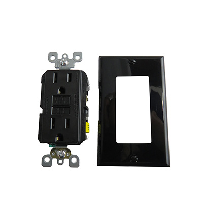 Recept - GFI - Self Test - 15A - 120V - Black - w/Cover - Leviton #GFNT1-E