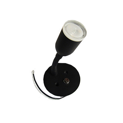Light - Reading - 4" - LED - Flex Neck - White LED Wall Wash - 2W - Touch Switch - Matte Black
