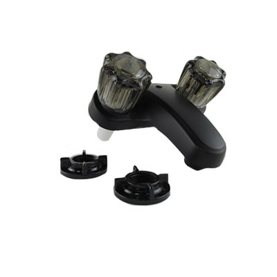 Faucet - Lavatory - 4" - Smoke Handles - Plastic - Matte Black - China