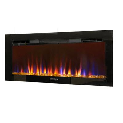 Fireplace - 31" - Electric - Wall Mount - 4 Color Crystal Log & LED Bars - Greystone - Mirror Glass Face - 107760