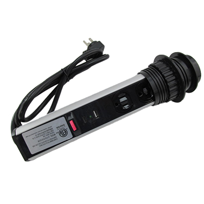 Recept - 110V - Pop-Up - w/1 USB - 1-CUSB & 2 Electrical Plugs - 15 Amp