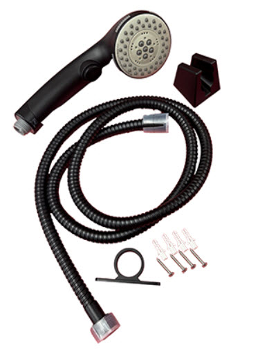 Faucet - Shower - 5 Position Hand Shower - w/Integrated Shut Off - Metal Hose - Wall Bracket - Guide Ring - Matte Black - WWFAU1 B130023MB