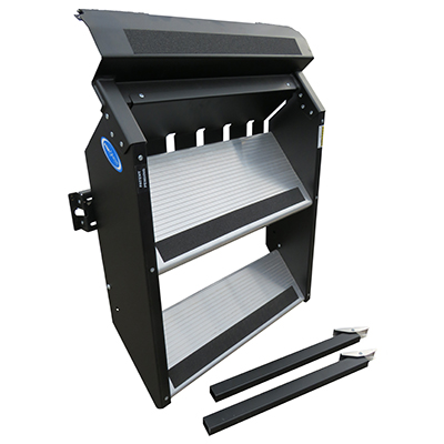 Step - Double - 30" - Fold Up - 2 Step - Raw Threads - Blank Kick Plate - Single Latch